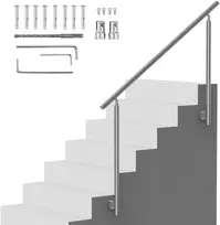 Lauko laiptų turėklas. ilgis 150 cm. nerūdijančio plieno pereinamasis turėklas su montavimo rinkiniu. dviejų stulpų