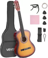 Klasikinė gitara 960 mm. medinė. pradedantiesiems. su dėklu. diržu. derintuvu. sunburst