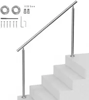 Lauko laiptų turėklai, ilgis 150 cm, nerūdijančio plieno, su montavimo rinkiniu, dviejų stulpelių, verandai, terasai
