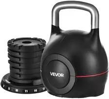 Reguliuojamas svarstis (kettlebell), 7 svorio lygiai iki 20 kg, juodas