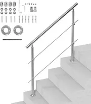 Lauko laiptų turėklas. komplektas su 2 skersinėmis juostomis. ilgis 120 cm. nerūdijančio plieno. su montavimo rinkiniu