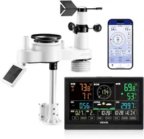 WiFi meteorologinė stotelė su programėle, 190 mm VA ekranas, saulės jutiklis, lietaus matuoklis