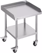 Nerūdijančio plieno darbo stalas 610x610x751.6 mm. ant 4 ratukų. apvadas iš 3 pusių. restoranams