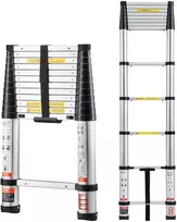 Teleskopinės aliuminio kopėčios, aukštis 3,8 m, sulankstomos, keliamoji galia 150 kg
