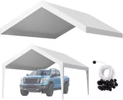 Automobilių garažo tento danga. 6.09 x 3.65 x 3.05 m. UV ir vandeniui atsparus. be rėmo. balta