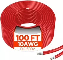 Saulės panelės prailginimo kabelis 30,48 m, 6 mm²/10 AWG, raudonas