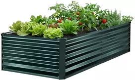 Pakelta metalinė cinkuota lysvė 2030 x 1020 x 460 mm, stačiakampė lauko sodinimo dėžė gėlėms, daržovėms ir augalams auginti