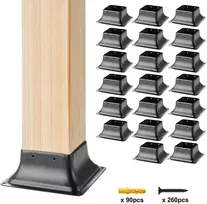 Medinių stulpų atramos, 20 vnt. rinkinys, 102 x 102 mm, vidinis matmuo 91,4 x 91,4 mm, anglinio plieno