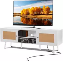 TV staliukas Ratano TV spintelė iki 1651 mm su lizdu ir USB jungtimis. balta