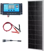 Monokristalinių saulės baterijų rinkinys 100W su įkrovimo reguliatoriumi. 12V. IP68. kemperiams