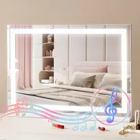 Makiažo veidrodis su LED apšvietimu ir Bluetooth, 5X didinimas, 797x547 mm, baltas