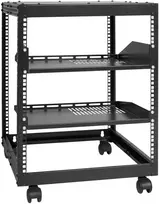 12U tinklinė serverio spintos apsauga, atviro rėmo 4 stulpų, reguliuojama 58,4-101,6 cm