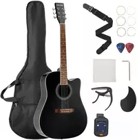 Akustinė gitara Cutaway 41 col. (1041.4 mm) su minkštu dėklu. juoda