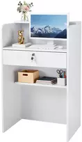 Registratūros prekystalis 60 cm, su užrakinamu stalčiumi, medžio drožlių plokštės, moderniai