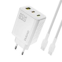 Dudao A29C 65W GaN sieninis įkroviklis + USB-C laidas - baltas