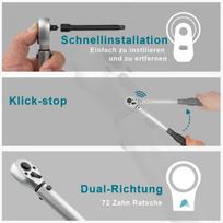 Awang dinamometrinis raktas 1/2 colio, 25-220 nm su adapteriu, prailgintuvu ir dėklu, tikslus ir lengvai naudojamas automobiliams, motociklams