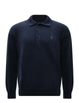 Polo Ralph Lauren - Relaxed Fit Cable Cotton Polo Sweater - Polo marškinėliai ilgomis rankovėmis - Tamsiai mėlyna