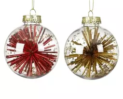Eglutės žaisliukas Decoris, skaidrus/aukso/raudonas, 8 cm