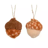 Eglutės žaisliukas Decoris Fur Acorn, rudas, 9 cm