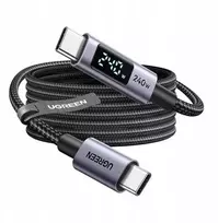 „Ugreen“ USB-C–USB-C kabelis „UGREEN L530 PD 240 W 480Mbps“ su ekranu, 2 m (juodas)