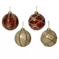 Eglutės žaisliukas Decoris Beads, aukso/raudonas, 10 cm