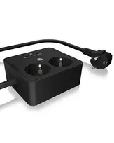 ICY BOX IB-MPS2220B-CH maitinimo ilgintuvas 1,9 m 2 AC lizdai Juodas
