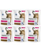 PERFECT FIT Adult 1+ 6x750 g sausas visavertis ėdalas suaugusioms katėms, kuriame gausu šviežios lašišos