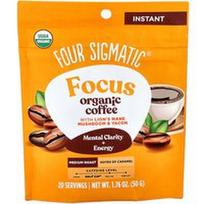 Four Sigmatic, „Focus“, ekologiška tirpi kava su liūto karčių grybais ir jakonu, vidutinio skrudinimo, 50 g