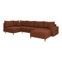Raudonos plytų spalvos iš kordinio velveto kampinė sofa (su dešiniuoju kampu) Ariella – Ropez
