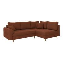 Raudonos plytų spalvos iš kordinio velveto kampinė sofa (su dešiniuoju kampu) Ariella – Ropez