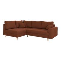 Raudonos plytų spalvos iš kordinio velveto kampinė sofa (su kairiuoju kampu) Ariella – Ropez