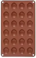Silikoninė kepimo forma 24 kriauklių formos ertmėms, ruda, 27,5 × 17 × 1 cm