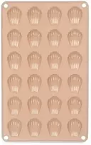 Silikoninė kepimo forma su 24 kriauklelių formos ertmėmis, smėlio spalvos, 27,5 × 17 × 1 cm
