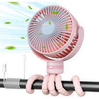 Momcozy PF01 vežimėlio ventiliatorius PF001-PK10BA-A, rožinis, 8000mAh, USB-C, LED naktinė šviesa, 4 greičiai, 360° sukimasis
