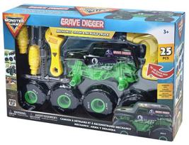 Konstruktoriaus rinkinys su atsuktuvu, automobilis Spin Master Monster Jam Grave Digger, 25 vnt., žalia sp.