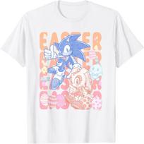Sonic The Hedgehog Easter Sonic Cream Pastel Color Logo T-Shirt XXXXXL balta