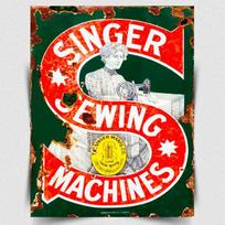 f1 METALINĖ PLOKŠTELĖ SINGER SIUVIMO MAŠINOS Retro Vintage stiliaus biuro parduotuvės darbas 20x30cm（7.8x11.8inch） red