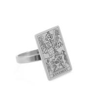 Dawapara Tarot Card Golden Ring for Women Stainless Steel Vintage Wedding Couple Rings Horoscope The Major Arcana Jewelry 7 white