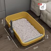 Anti-Splash Jumbo Cat Litter Box: Semi-Closed Super Large Cat Toilet Includes Cat Litter Scoop (Random Pedal Color) gray