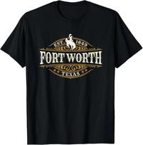Fort Worth Texas Western Style Rodeo Cowboy Novelty Souvenir T-Shirt S brown