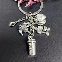 European Coffee Lover Keychain: Barista Gift Pendant gray