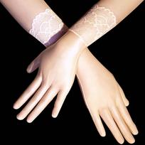 Moteriškos aliejinės blizgios aptemptos pėdkelnės pirštinės Seksualios labai elastingos permatomos itin plonos klubinės trumpomis riešo pirštinėmis skincolor lace trim white