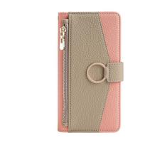 Magnetic Card Slot Mirror Leather Case for Iphone 16 Pro Max 16E 15 Plus 14 13 12 11 Long Hardware Chain Zipper Crossbody Wallet iPhone 15 beige