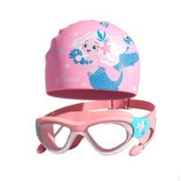 Children's Swimming Goggles Cap Set Full Protection Waterproof Glasses pink
