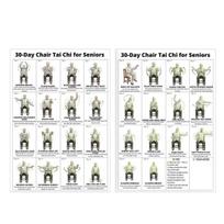 2Pcs Chair Tai Chi Workout Chart 30 Days Beginners Seniors Seated Exercise Poster Canvas Wall Art Home Gym Living Room Sets white
