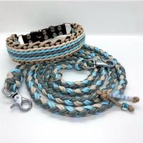 High-End Luxury Pet Paracord Dog Collar Lead Set Reflective Jacquard Training Walking Solid Pattern Luxury Nylon (Dark Grey,Xxxs) tamsiai pilka spalva