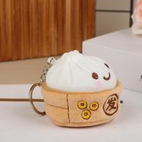 Soft Little Bun Keychain Kawaii Fluffy Xiaolongbao Keyring Simulation Food Cartoon Plush Pendant Gift one size white