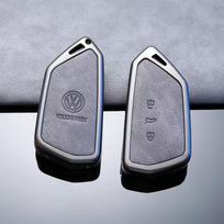 Vožtuvų kotelių dangteliai Lydinio Odinis Automobilio Raktų Dėklas Pilnas Dangtelis Korpusas VW Volkswagen ID.3 ID.4 Golf 8 2022 2023 MK8 Automobilio Raktų Be Rakto Dėklas HY3 gray