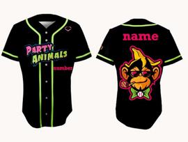 Party Animals BASEBALL 3D SHIRT CUSTOM NAME AND NUMBER JJ5370 M black