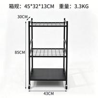 3-Tier Mobile Garden Cart With Wheels - Multi-Use Storage Rack Outdoor Tools Balcony Shed Organization 43cm x 30cm x 85cm black